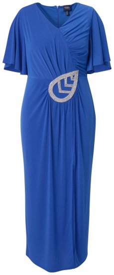 Ulla Popken 849530 Robe de soirée imprimée à strass Bleu roi - Robes de soirée - Robes de soirée en grandes tailles