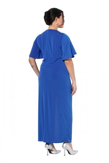 Ulla Popken 849530 Robe de soirée imprimée à strass Bleu roi - Robes de soirée - Robes de soirée en grandes tailles