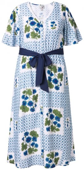 Ulla Popken 849662 Robe chemise fleurie Blanc cassé - Robes midi - Robes mi-longues pour femmes rondes