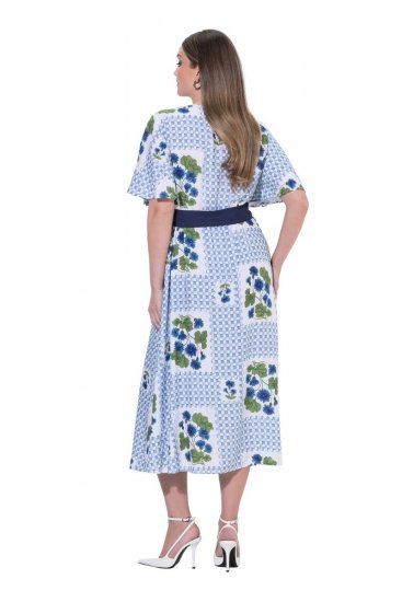Ulla Popken 849662 Robe chemise fleurie Blanc cassé - Robes midi - Robes mi-longues pour femmes rondes