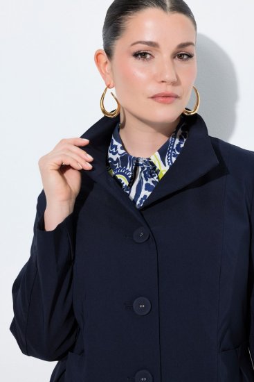 Ulla Popken 849803 Manteau stretch à col haut Bleu marine - Manteaux - Manteaux grande taille pour femme