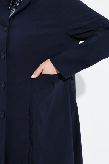 Ulla Popken 849803 Manteau stretch à col haut Bleu marine - Manteaux - Manteaux grande taille pour femme