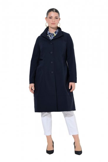 Ulla Popken 849803 Manteau stretch à col haut Bleu marine - Manteaux - Manteaux grande taille pour femme