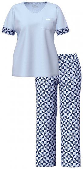 Ulla Popken 849850 Pyjama à carreaux Bleu clair - Pyjamas/vêtements de détente - 