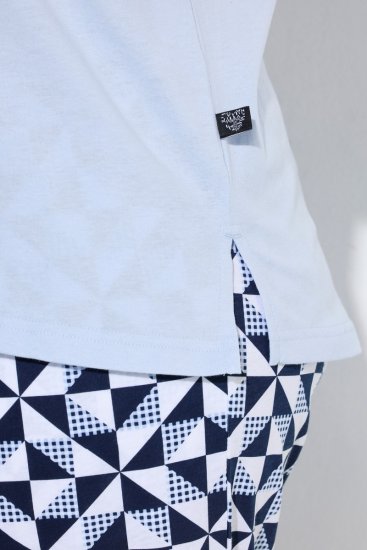 Ulla Popken 849850 Pyjama à carreaux Bleu clair - Pyjamas/vêtements de détente - 