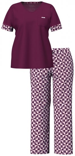 Ulla Popken 849850 Pyjama à carreaux Rouge baie - Pyjamas/vêtements de détente - 
