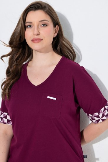 Ulla Popken 849850 Pyjama à carreaux Rouge baie - Pyjamas/vêtements de détente - 
