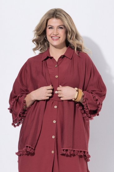 Ulla Popken 849860 Kimono Rouge rouille - Cardigans - Gilets grande taille pour femme