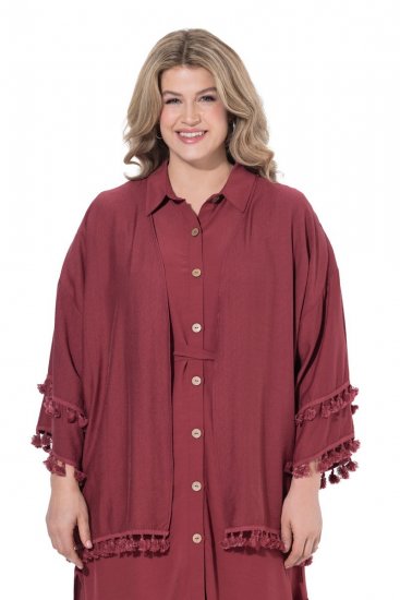 Ulla Popken 849860 Kimono Rouge rouille - Cardigans - Gilets grande taille pour femme