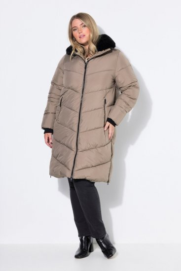 Ulla Popken 850041 Manteau matelassé Taupe - Manteaux - Manteaux grande taille pour femme