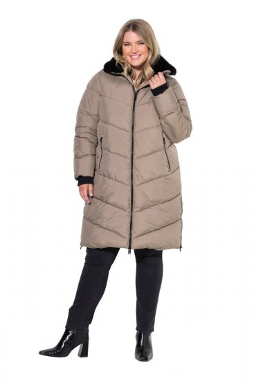 Ulla Popken 850041 Manteau matelassé Taupe - Manteaux - Manteaux grande taille pour femme