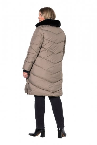 Ulla Popken 850041 Manteau matelassé Taupe - Manteaux - Manteaux grande taille pour femme