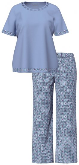 Ulla Popken 850045 Pyjama à manches courtes Bleu clair - Pyjamas/vêtements de détente - 
