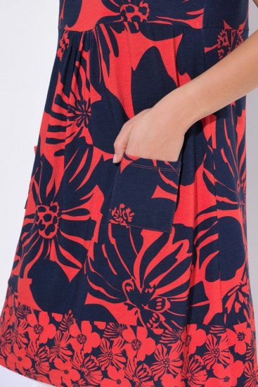 Ulla Popken 850175 Robe en jersey imprimée Corail - Robes en jersey - 