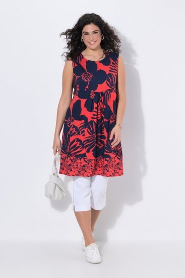 Ulla Popken 850175 Robe en jersey imprimée Corail - Robes en jersey - 