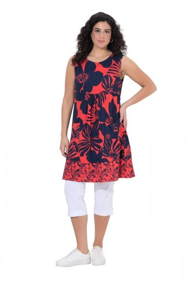Ulla Popken 850175 Robe en jersey imprimée Corail - Robes en jersey - 