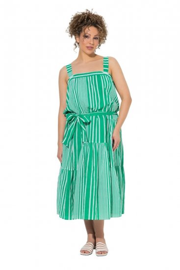 Ulla Popken 850197 Robe rayée à volants Vert - Robes d'été - Robes légères d'été en grande taille