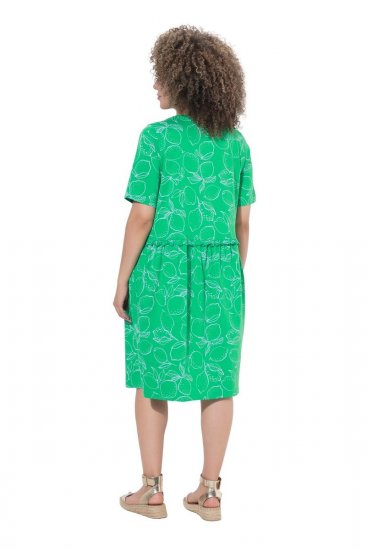Ulla Popken 850204 Robe en jersey à manches courtes et col V Vert - Robes en jersey - 