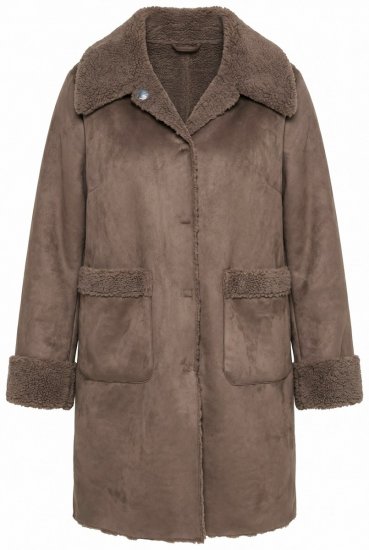 Ulla Popken 850251 Manteau teddy Marron clair - Manteaux - Manteaux grande taille pour femme