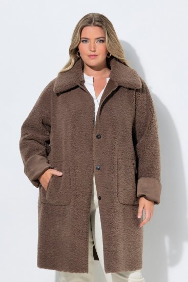 Ulla Popken 850251 Manteau teddy Marron clair - Manteaux - Manteaux grande taille pour femme