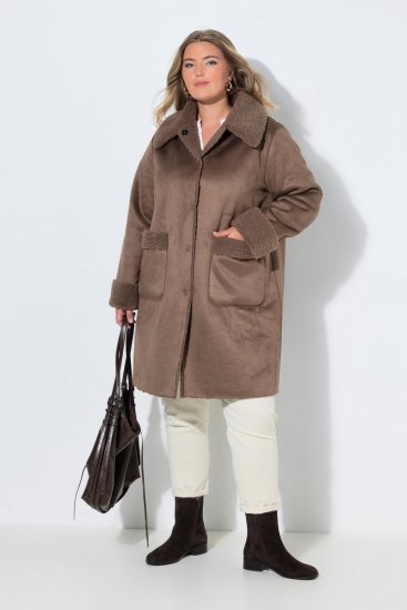 Ulla Popken 850251 Manteau teddy Marron clair - Manteaux - Manteaux grande taille pour femme
