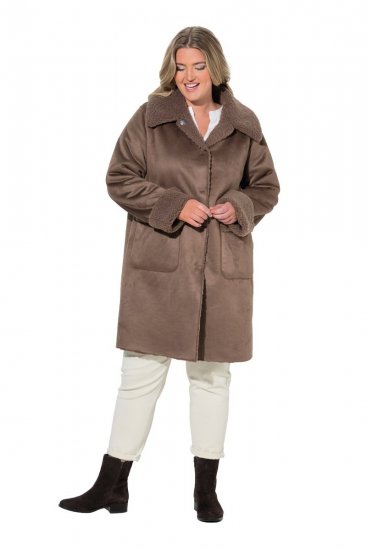 Ulla Popken 850251 Manteau teddy Marron clair - Manteaux - Manteaux grande taille pour femme