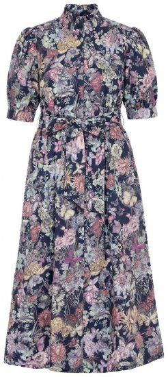 Ulla Popken 850298 Robe chemise fleurie Bleu marine - Robes maxi - Robes longues pour femmes rondes