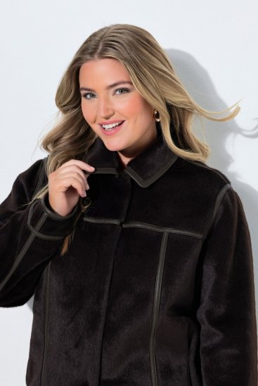 Ulla Popken 850310 Veste en fausse fourrure Marron foncé - Vestes - Vestes grande taille pour femme