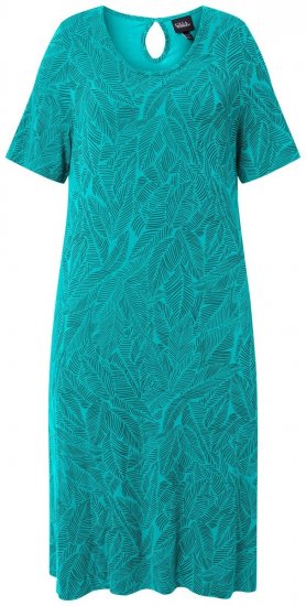 Ulla Popken 850344 Robe t-shirt imprimée Turquoise - Robes midi - Robes mi-longues pour femmes rondes