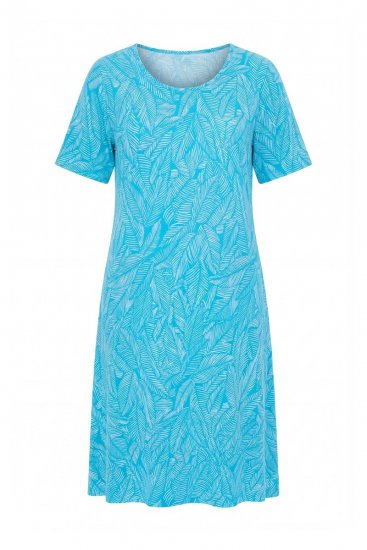 Ulla Popken 850344 Robe t-shirt imprimée Turquoise - Robes midi - Robes mi-longues pour femmes rondes