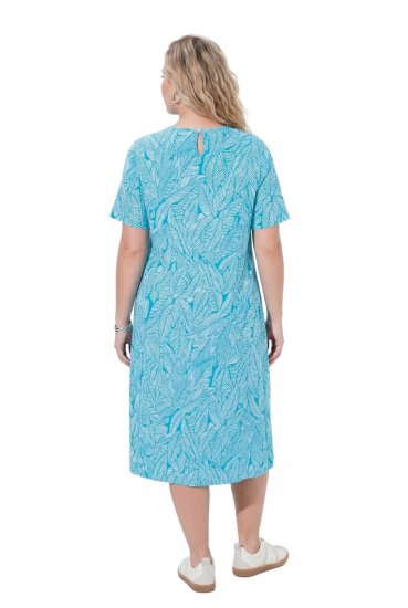 Ulla Popken 850344 Robe t-shirt imprimée Turquoise - Robes midi - Robes mi-longues pour femmes rondes