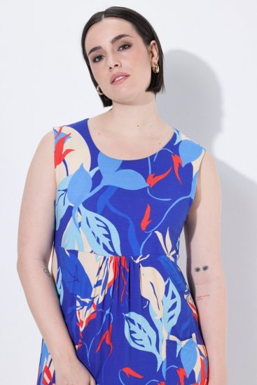 Ulla Popken 850367 Robe en jersey imprimée Bleu marine - Robes en jersey - 