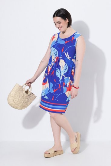 Ulla Popken 850367 Robe en jersey imprimée Bleu marine - Robes en jersey - 