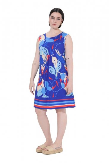 Ulla Popken 850367 Robe en jersey imprimée Bleu marine - Robes en jersey - 