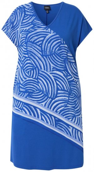 Ulla Popken 850389 Robe en mousseline imprimée Bleu - Robes - Des robes dans toutes les tailles