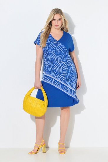 Ulla Popken 850389 Robe en mousseline imprimée Bleu - Robes - Des robes dans toutes les tailles