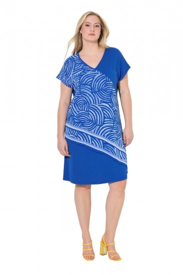 Ulla Popken 850389 Robe en mousseline imprimée Bleu - Robes - Des robes dans toutes les tailles