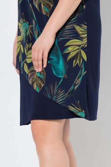 Ulla Popken 850393 Robe en mousseline imprimée Bleu marine - Robes d'été - Robes légères d'été en grande taille