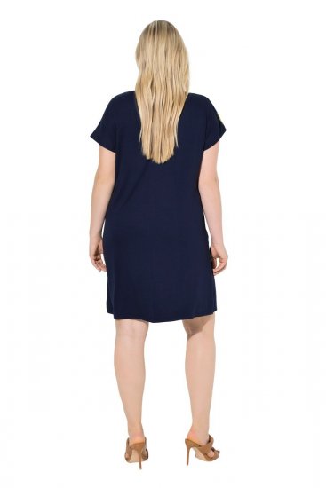 Ulla Popken 850393 Robe en mousseline imprimée Bleu marine - Robes d'été - Robes légères d'été en grande taille