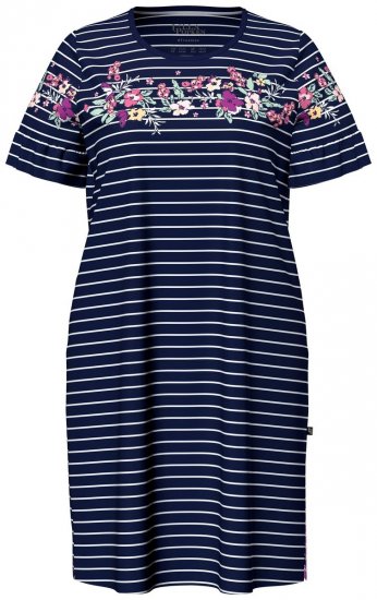 Ulla Popken 850401 Chemise de nuit fleurie Bleu marine - Chemises de nuit - 