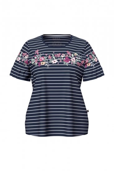 Ulla Popken 850403 Pyjama à fleurs Bleu marine - Pyjamas/vêtements de détente - 