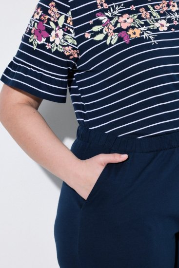 Ulla Popken 850403 Pyjama à fleurs Bleu marine - Pyjamas/vêtements de détente - 