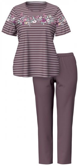 Ulla Popken 850403 Pyjama à fleurs Marron - Pyjamas/vêtements de détente - 