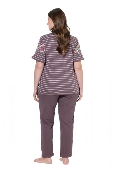 Ulla Popken 850403 Pyjama à fleurs Marron - Pyjamas/vêtements de détente - 