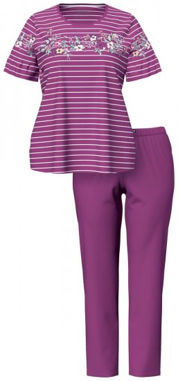 Ulla Popken 850403 Pyjama à fleurs Violet - Pyjamas/vêtements de détente - 
