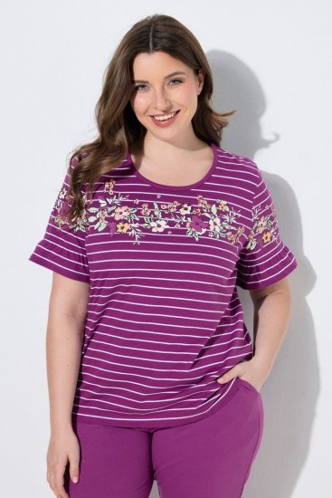 Ulla Popken 850403 Pyjama à fleurs Violet - Pyjamas/vêtements de détente - 