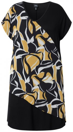 Ulla Popken 850406 Robe en mousseline imprimée Noir - Robes - Des robes dans toutes les tailles