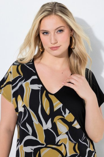Ulla Popken 850406 Robe en mousseline imprimée Noir - Robes - Des robes dans toutes les tailles