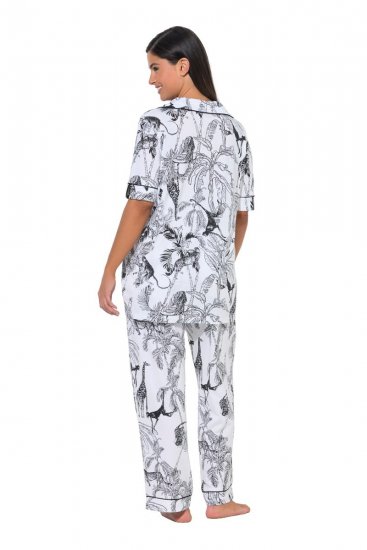 Ulla Popken 850441 Pyjama à motifs Blanc cassé - Pyjamas/vêtements de détente - 