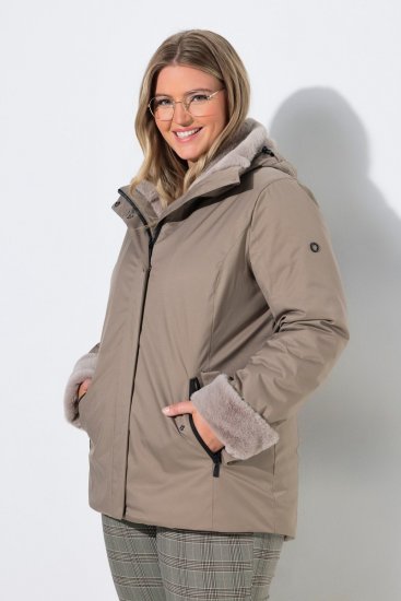Ulla Popken 850509 Veste en fausse fourrure Taupe - Vestes - Vestes grande taille pour femme